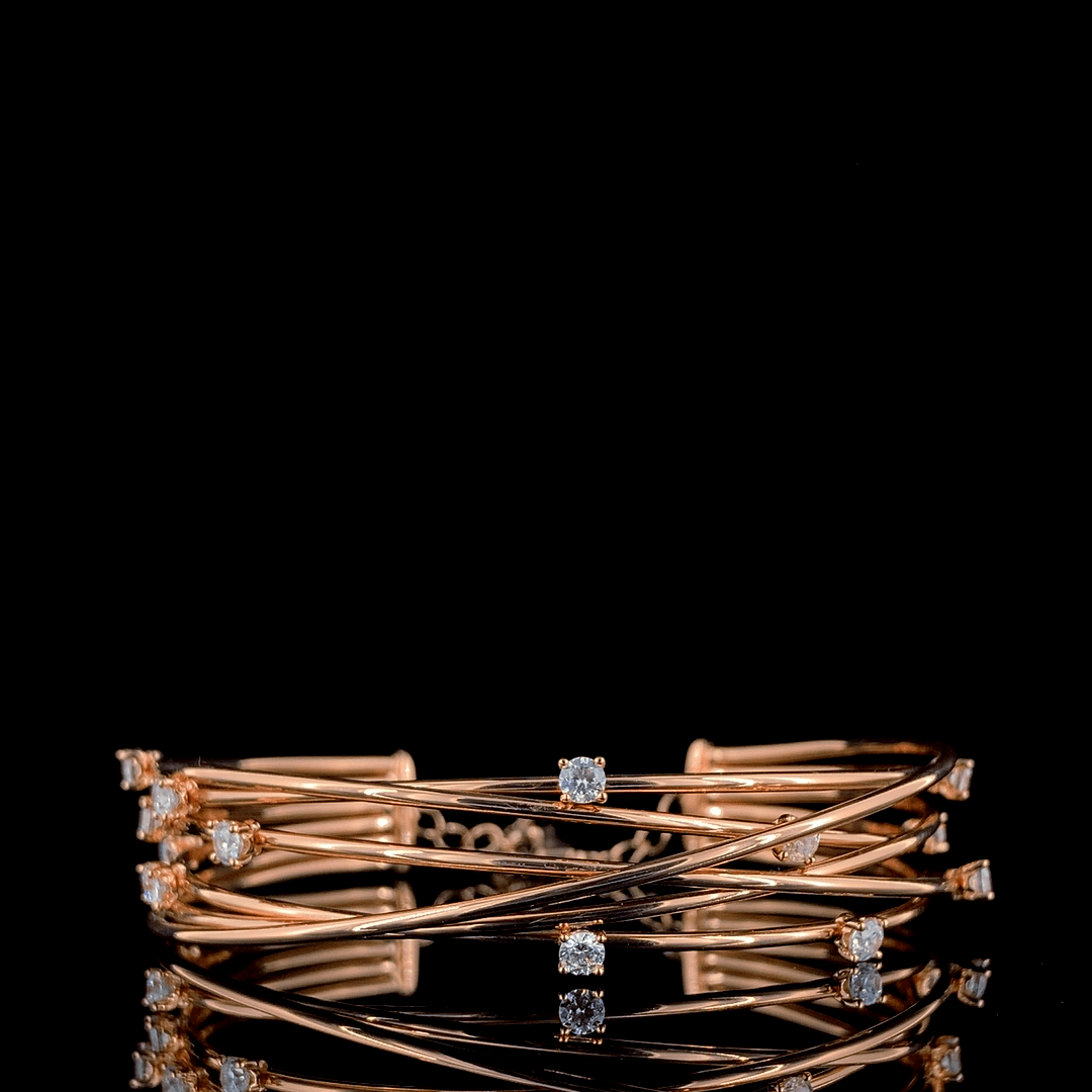 Women Cuff Diamond Rose Color Bracelet