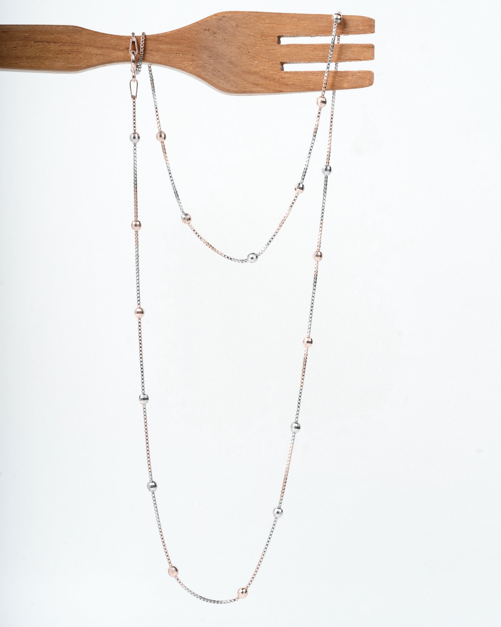Women Long Diamond Cut Beaded Italian Made Necklace