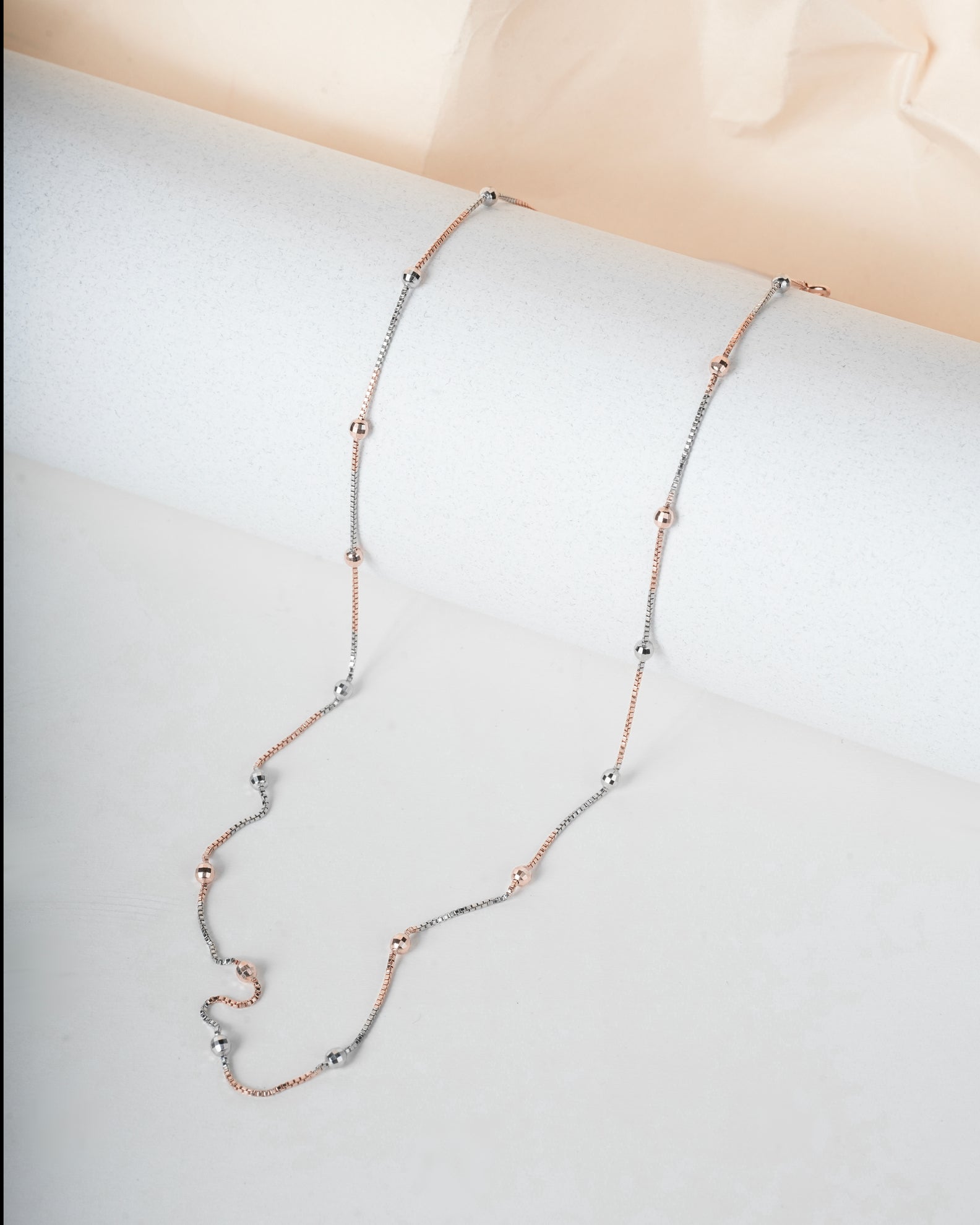 Women Long Diamond Cut Beaded Italian Made Necklace