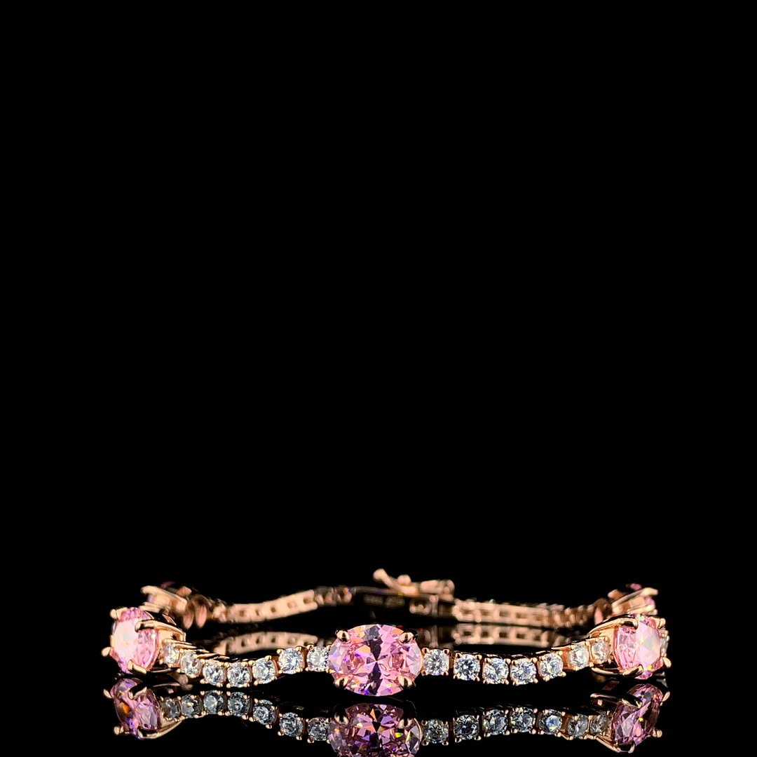 Selia & Co Pink and White CZ Rose Gold Tennis Bracelet - Sterling Silver