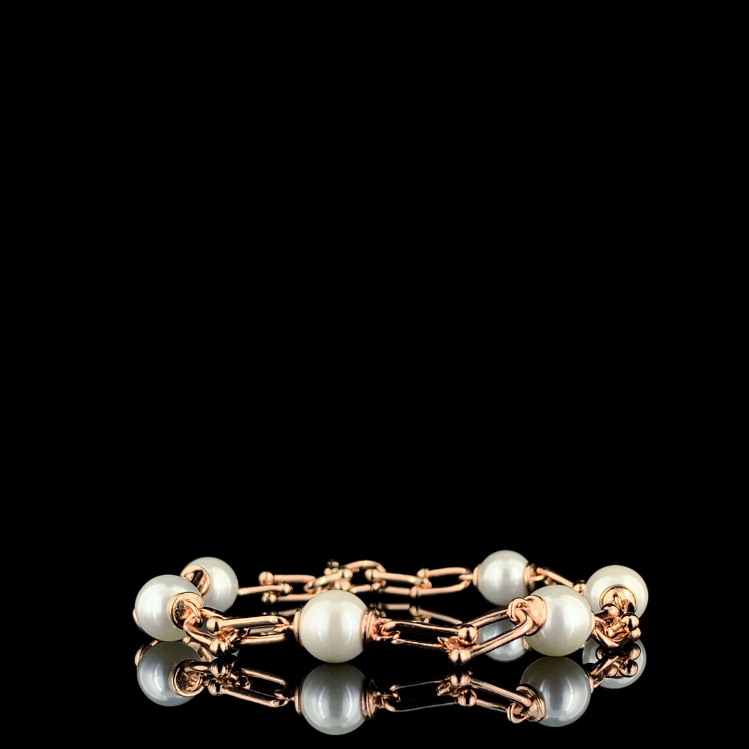 Selia & Co. Pearl and Rose Gold Paper Clip Wrap Bracele
