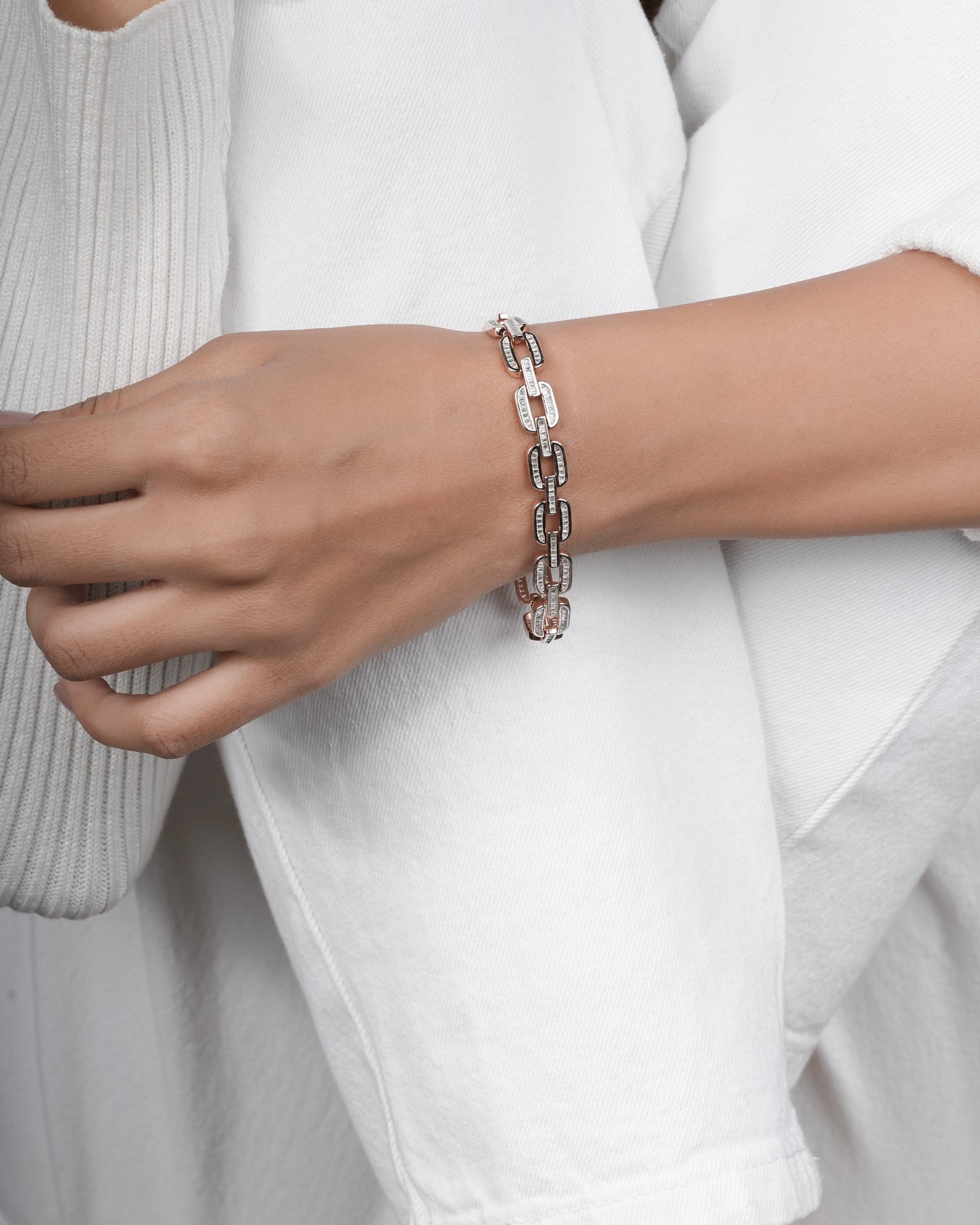 Elegant Silver Rose Chain Bracelet by Selia & Co