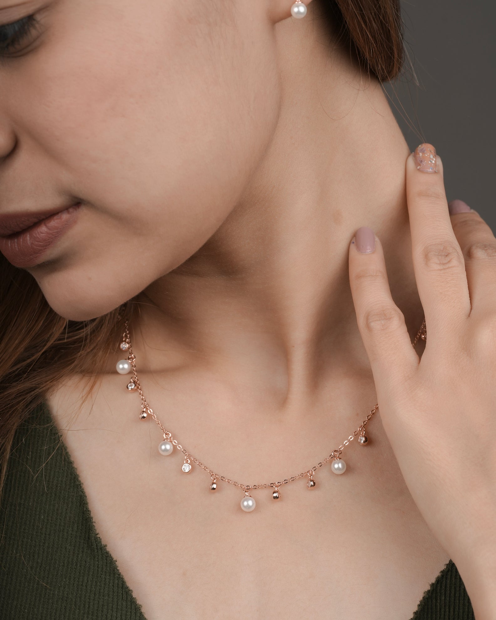 Selia & Co Pearl Necklace - Silver with Rose-Colored Pearls