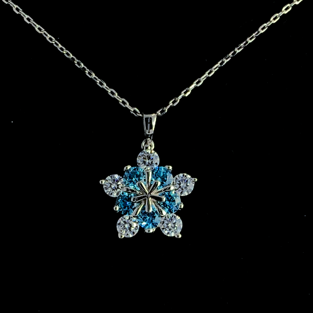 Selia & Co Star Blue and White Diamond Pendant in Silver for Women