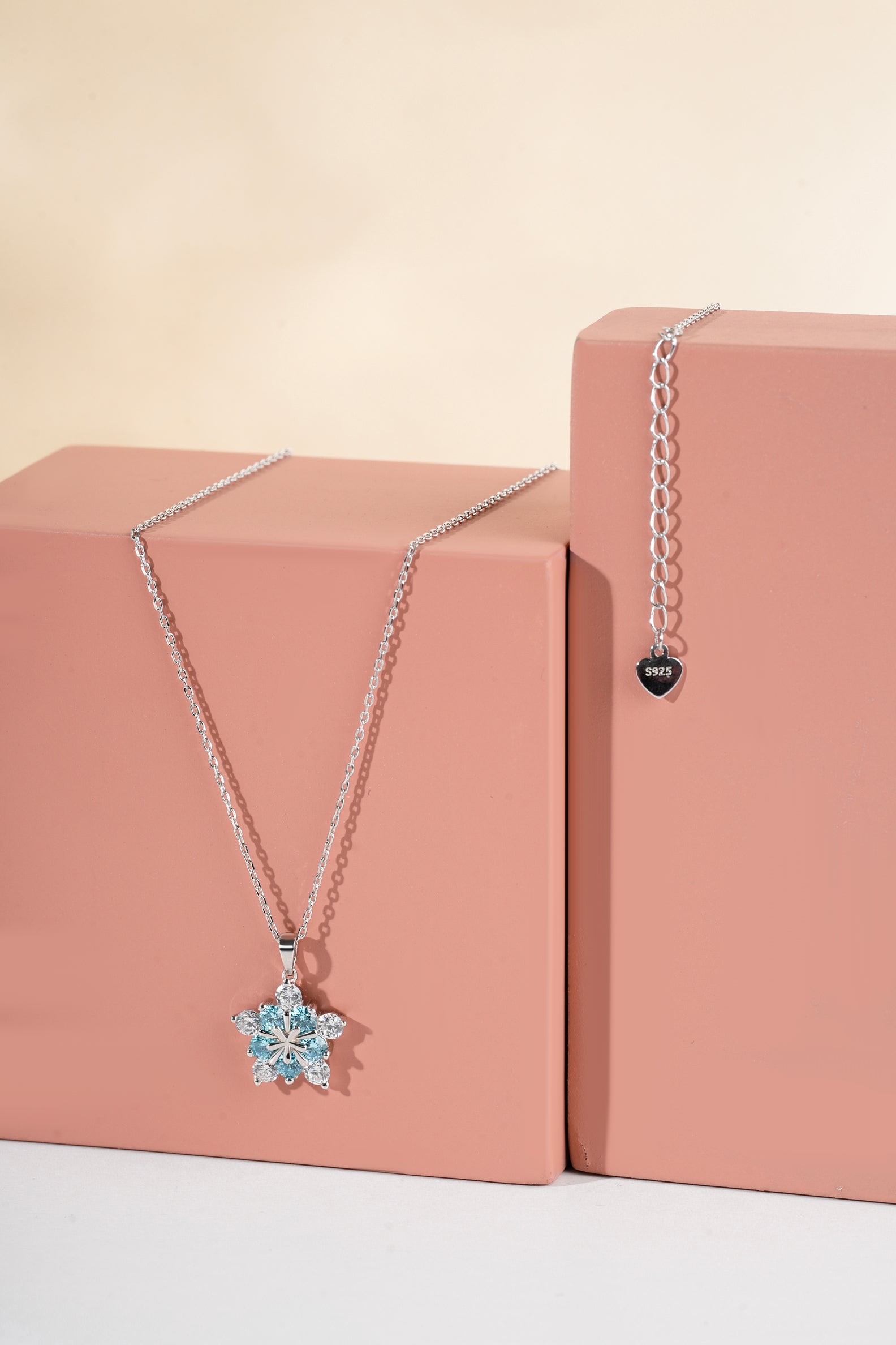 Selia & Co Star Blue and White Diamond Pendant in Silver for Women