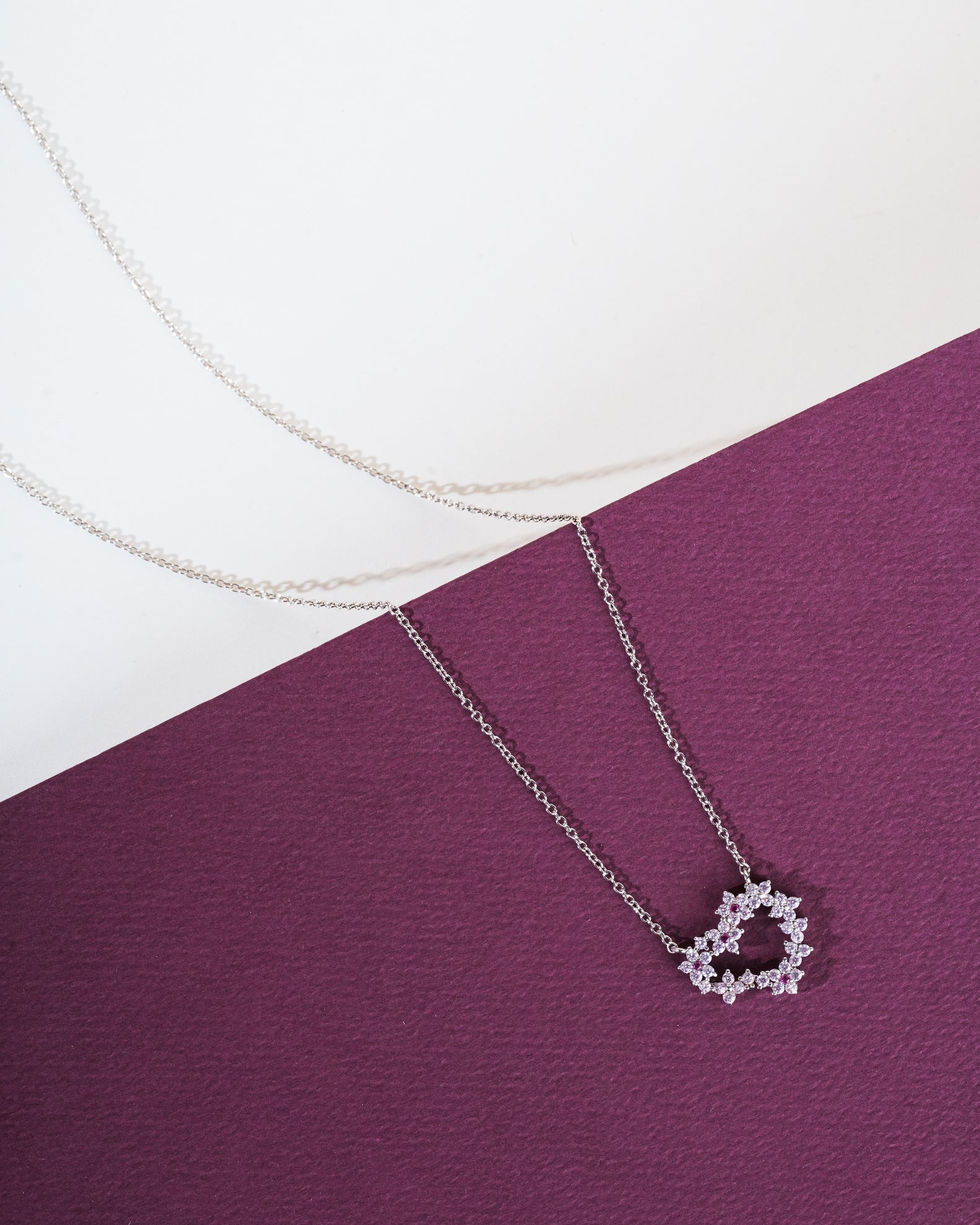 Heart-Shaped Diamonds Pendant in Silver for Women - Selia & Co