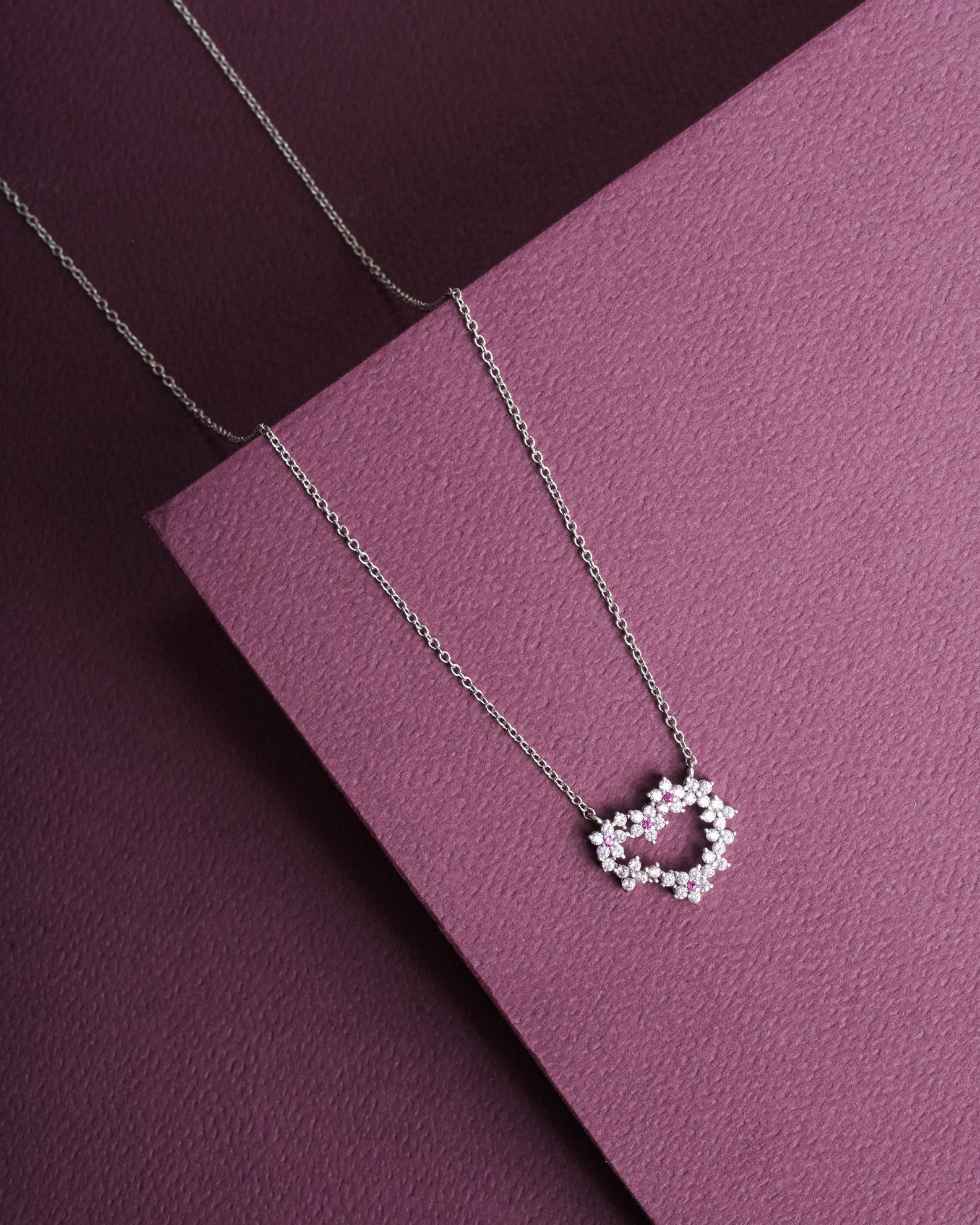 Heart-Shaped Diamonds Pendant in Silver for Women - Selia & Co