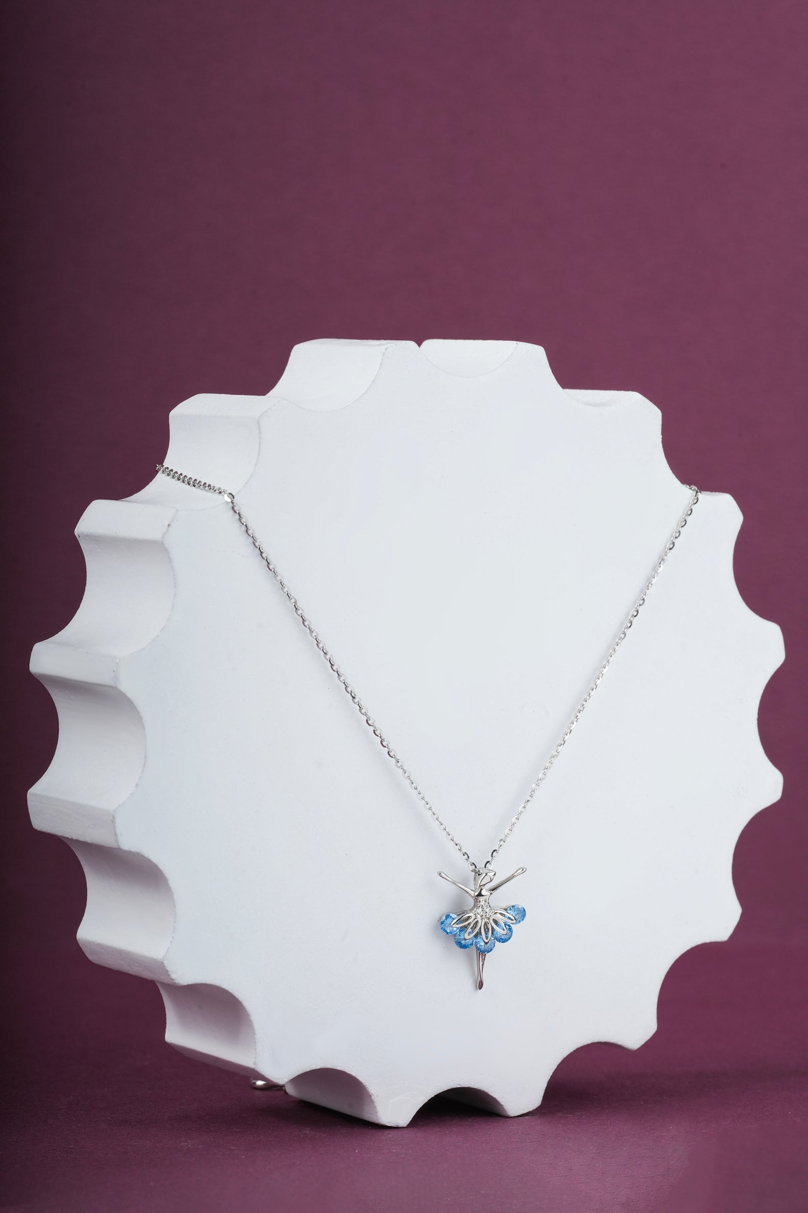 Dancing Doll Silver Pendant with Blue Diamond - Selia & Co