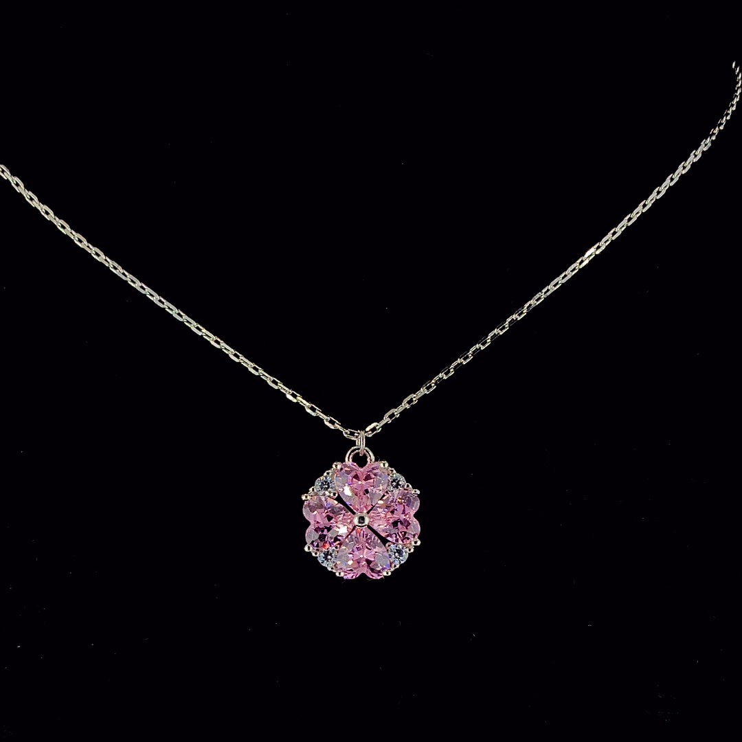 Elegant Pure 925 Silver Pink Flower Stone Pendant for Women by Selia & Co