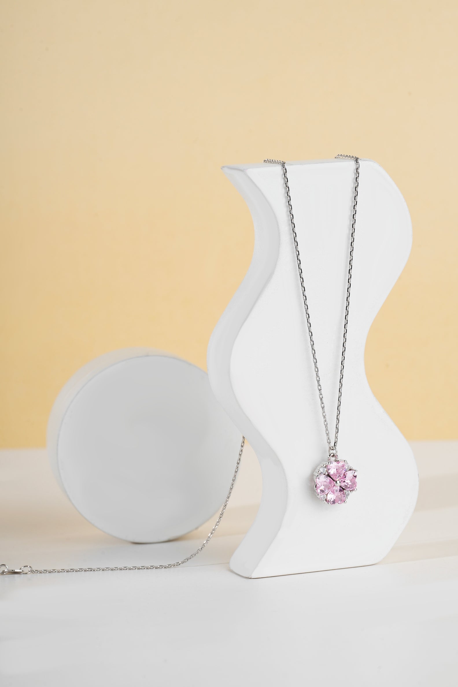 Elegant Pure 925 Silver Pink Flower Stone Pendant for Women by Selia & Co