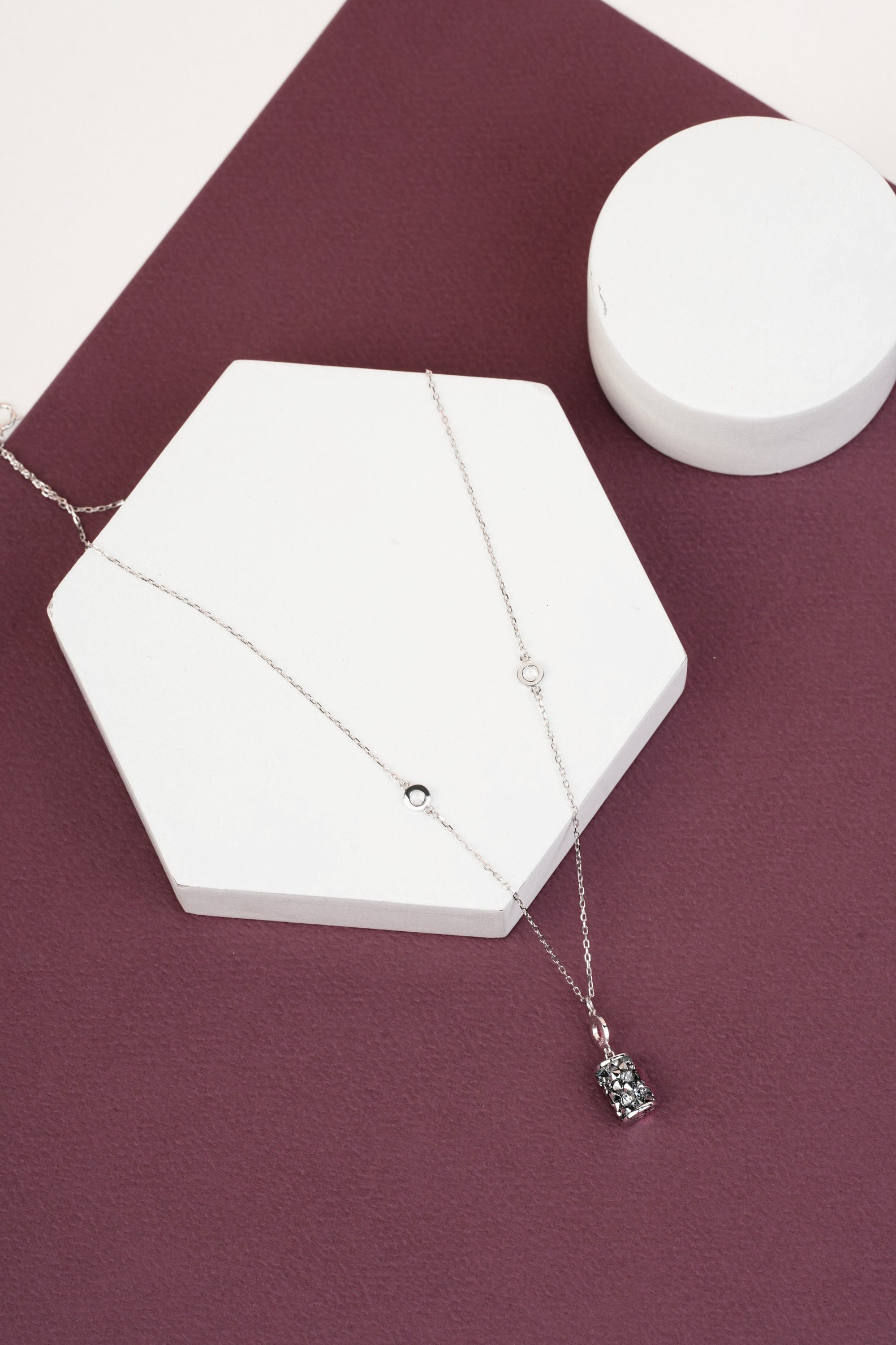 925 Sterling Silver Rectangle Druzy Necklace - Elegant Sparkle by Selia & Co.