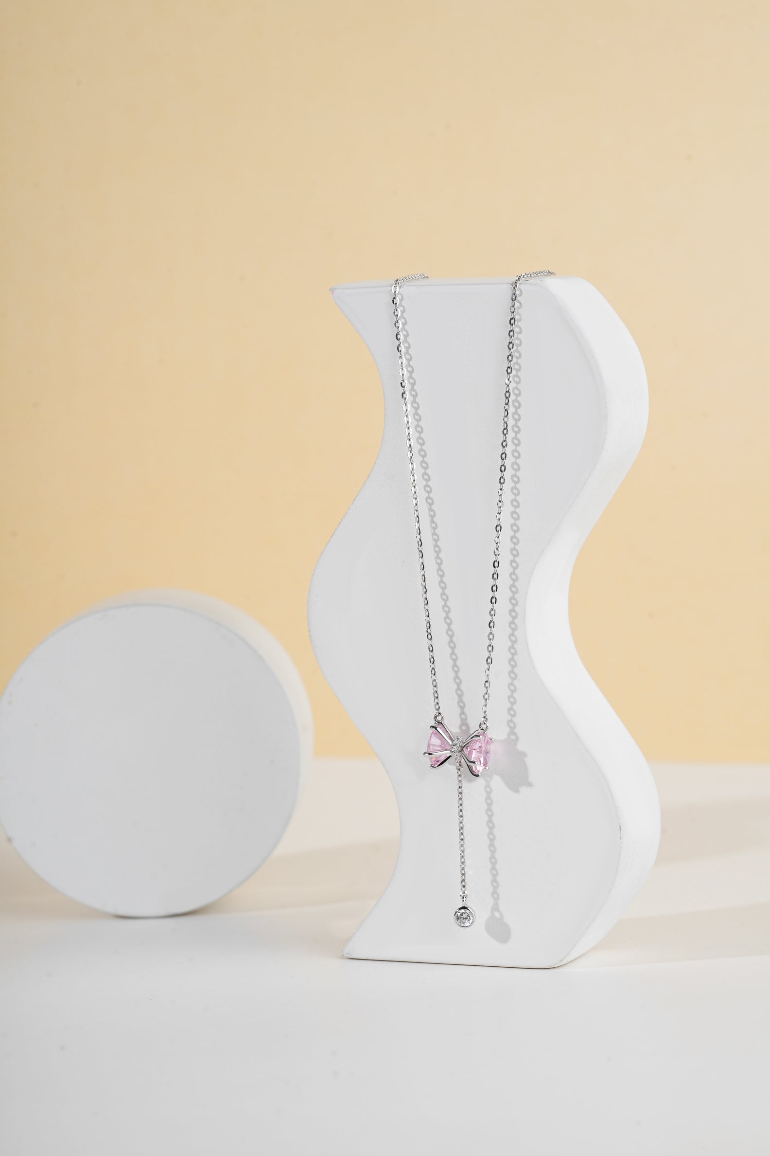 Butterfly Tassel Pink Diamond Necklace - 925 Sterling Silver | Selia & Co