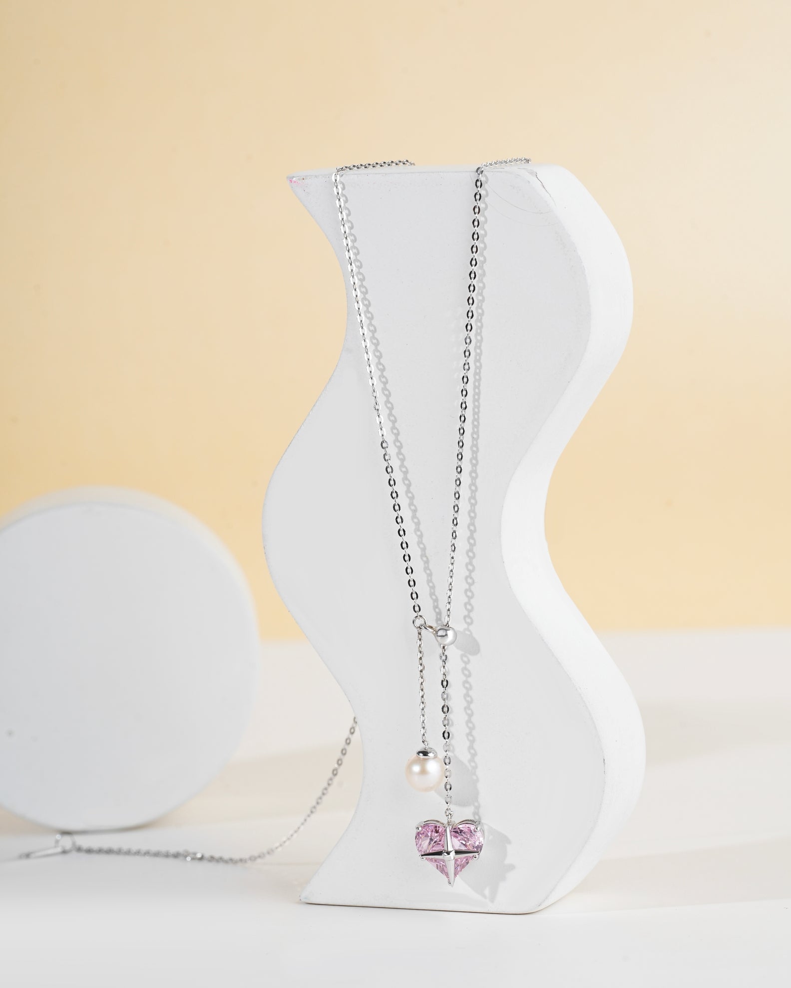 Selia & Co Heart Zircon Pendant Simulated Pearl Necklace - Elegant Charm Jewelry