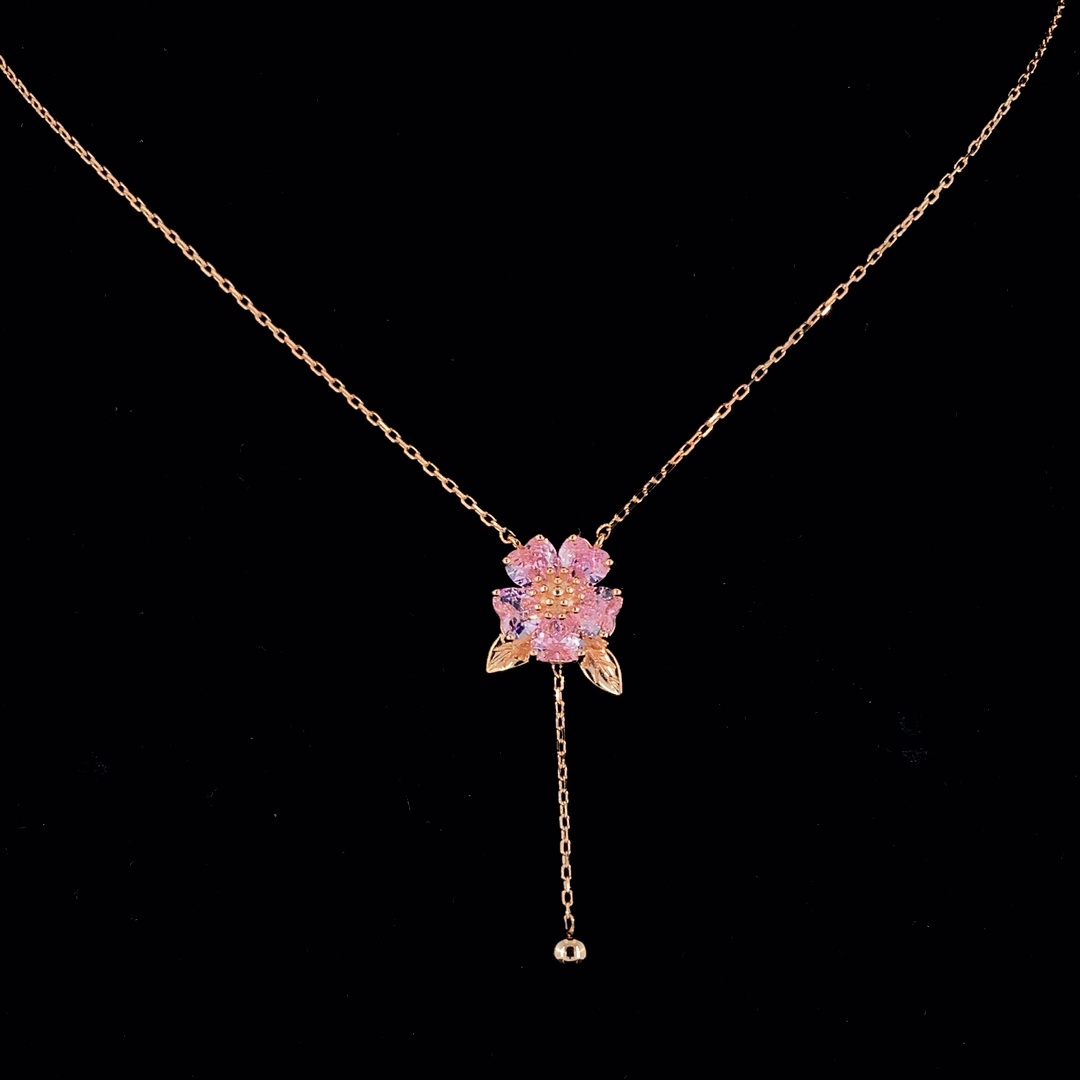 Selia & Co Sterling Silver Rose Gold Flowery Love Necklace for Women