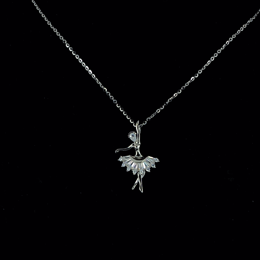 Selia & Co Dancing Doll Silver Pendant with White Diamonds