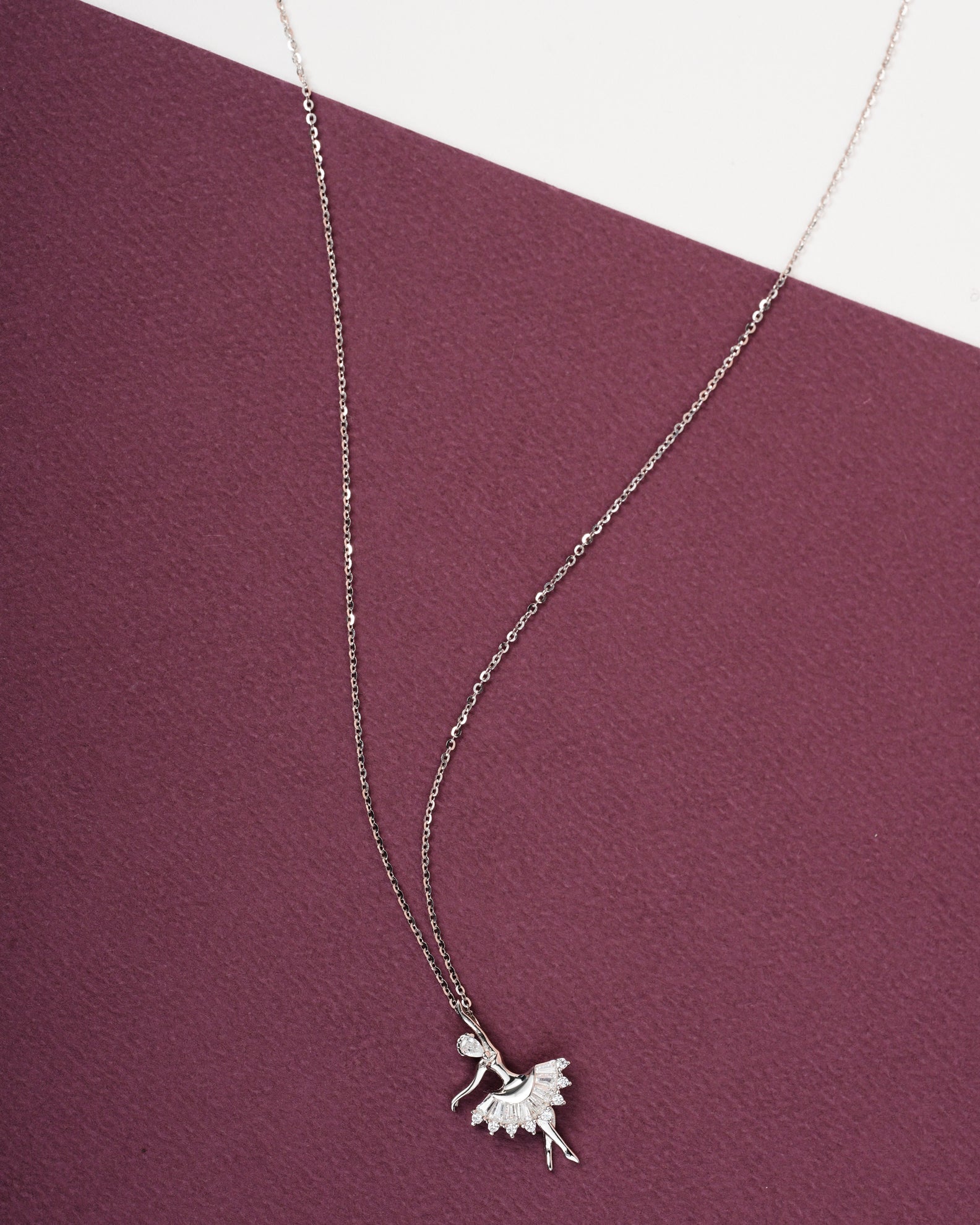 Selia & Co Dancing Doll Silver Pendant with White Diamonds