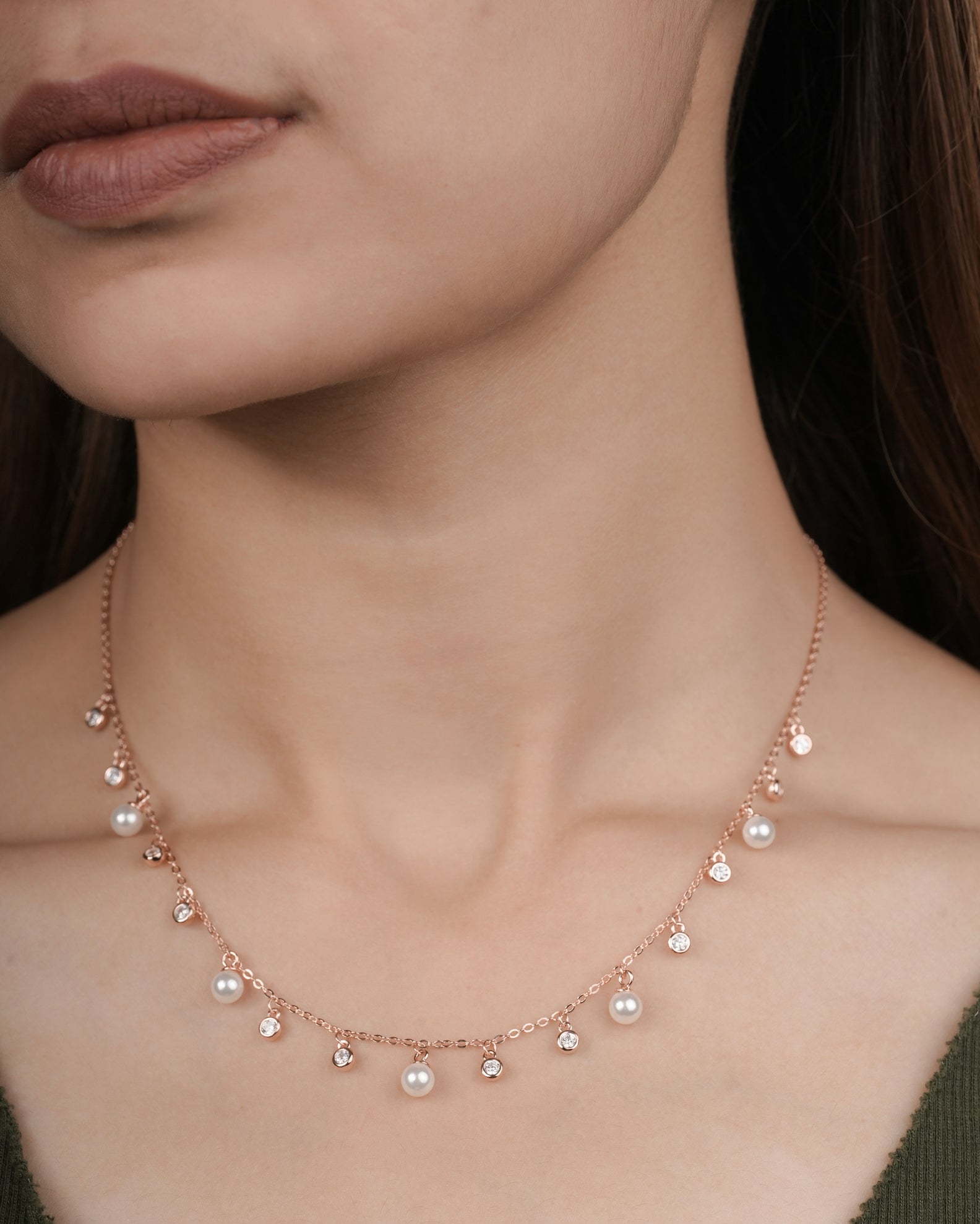 Selia & Co Pearl Necklace - Silver with Rose-Colored Pearls